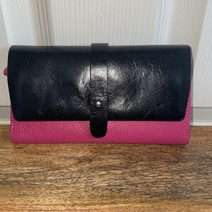 Danier Leather Two-Tone Black and Pink Wallet